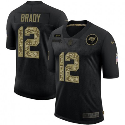 Tampa Bay Buccaneers #12 Tom Brady Men's Nike 2020 Salute To Service Camo Limited NFL Jersey Black Men's